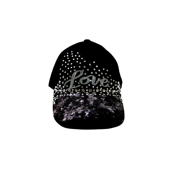 Black Grey Bling Rhinestone Studded Hip hop Streetwear style Baseball Cap Hat - Picture 4 of 10